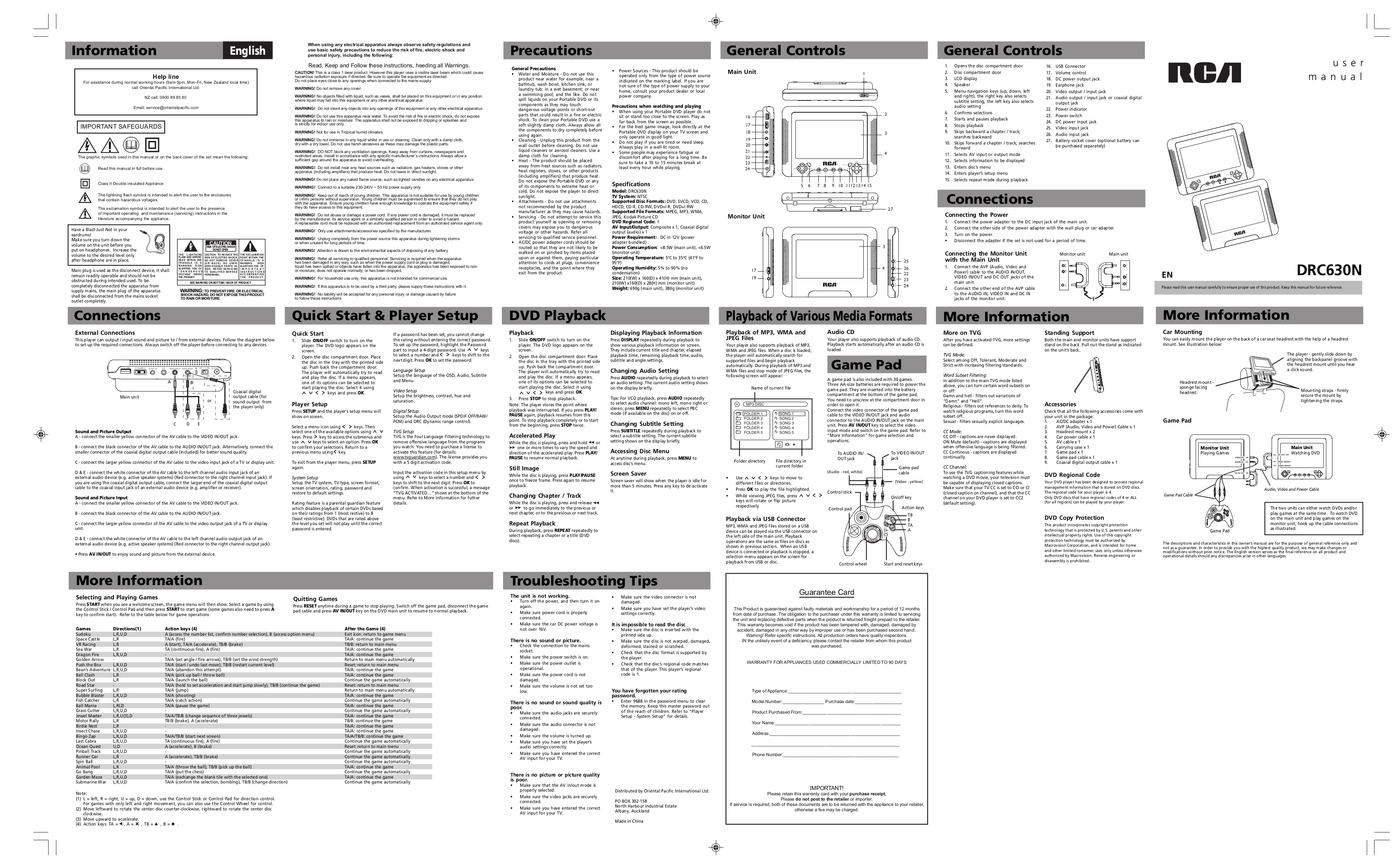 Download free pdf for RCA DRC630N Portable DVD Player manual